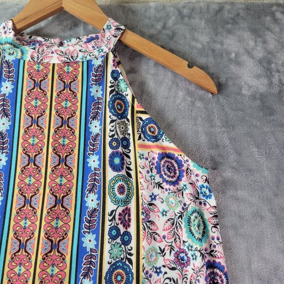 As U Wish Juniors Womens Dress Small‎ Multicolor Boho Festival Sleeveless Mini - Picture 3 of 9